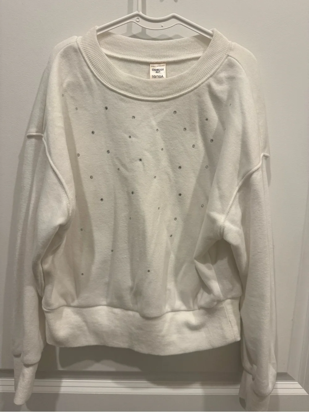 OshKosh B'gosh White Crewneck Sweater with Crystal Dots